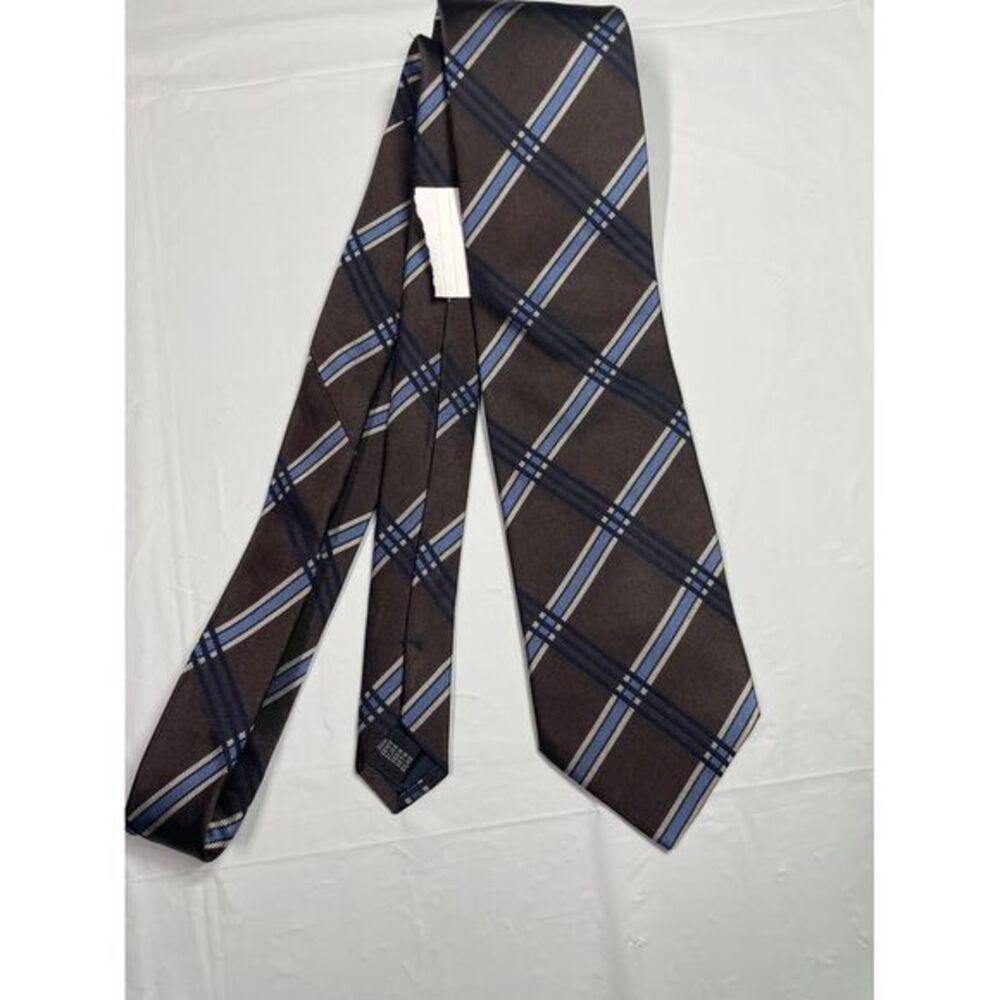Alexander Julian Colours Brown Plaid Silk Tie Classic Necktie for Men